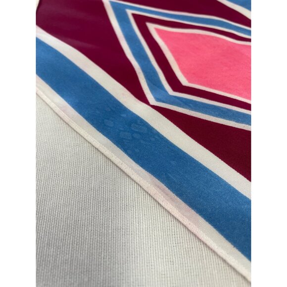 Vintage Colorful Geometric Diamond Patterned Acetate Scarf Japan Skinny - Picture 5 of 7